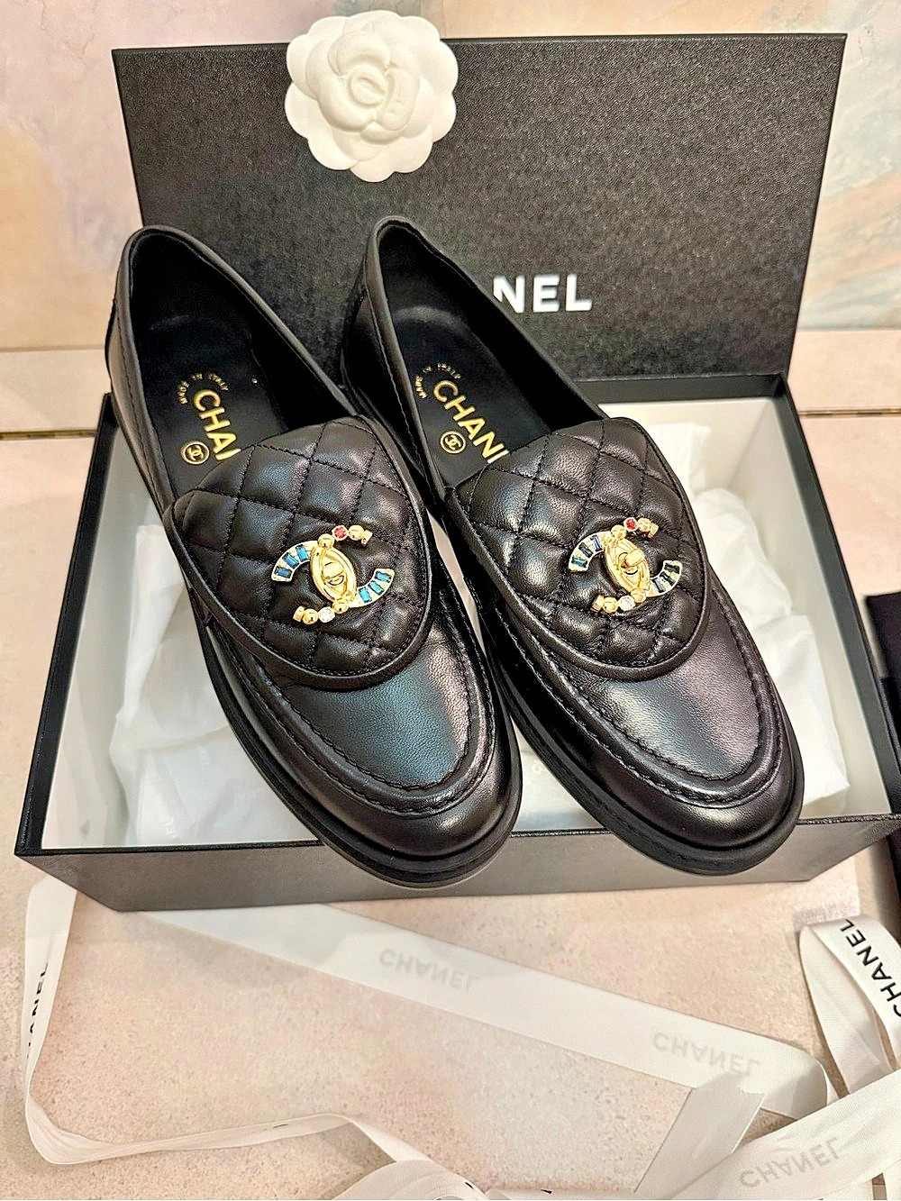 NWT Chanel Turnlock Loafer with jewel embellishment 37.5